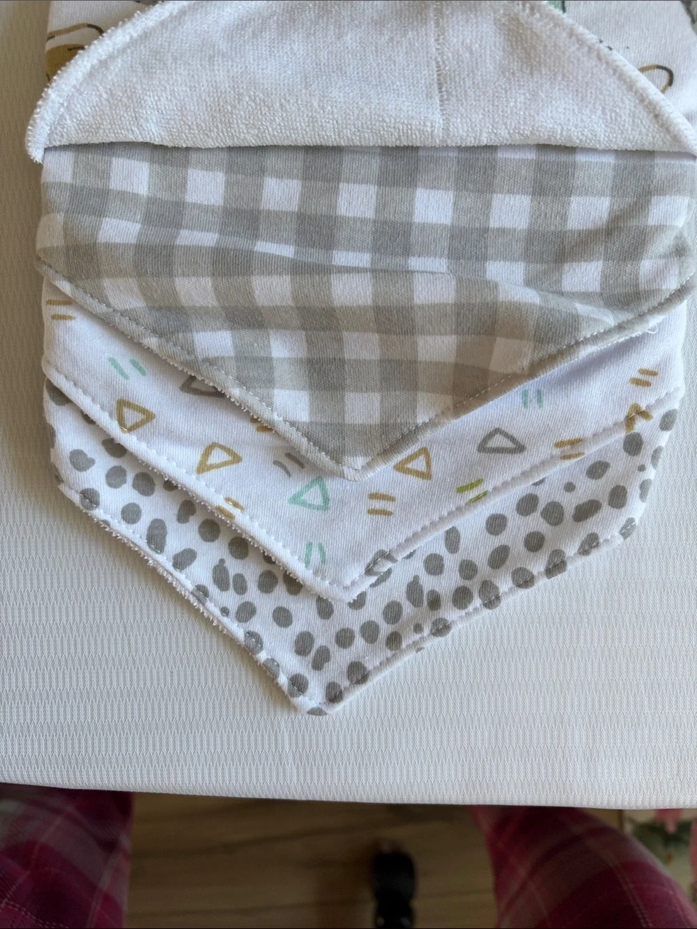 Parents Choice White & Mint Safari Bandana Bibs - 4 Pack